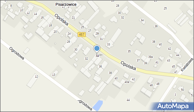 Pisarzowice, Opolska, 34, mapa Pisarzowice