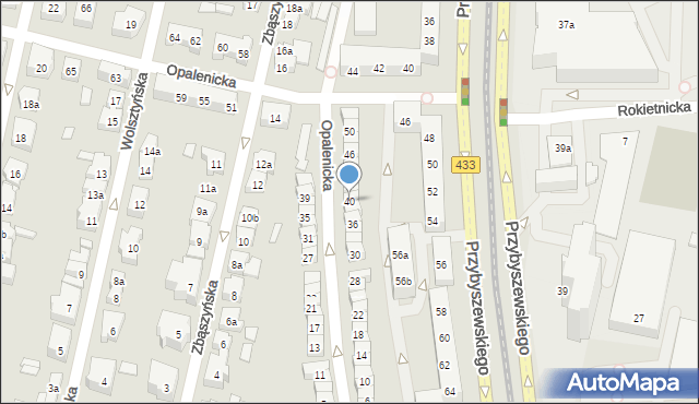 Poznań, Opalenicka, 40, mapa Poznania