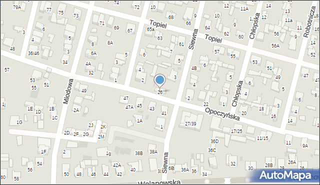 Radom, Opoczyńska, 26, mapa Radomia