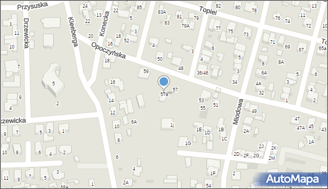 Radom, Opoczyńska, 57a, mapa Radomia