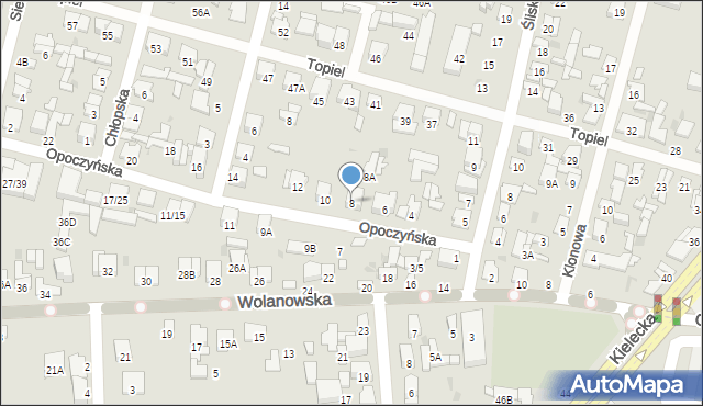 Radom, Opoczyńska, 8, mapa Radomia