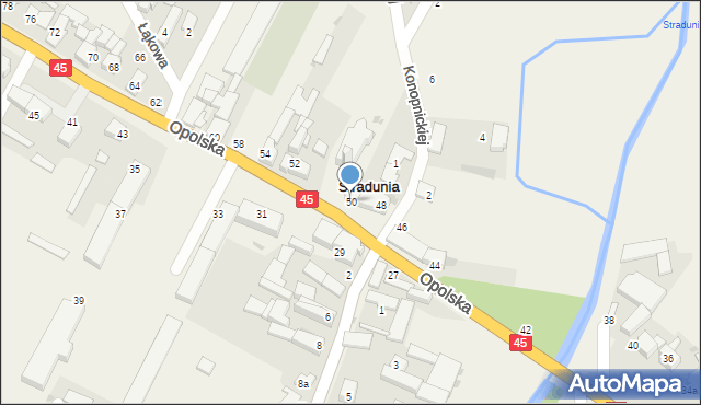 Stradunia, Opolska, 50, mapa Stradunia
