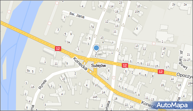 Sulejów, Opoczyńska, 1A, mapa Sulejów