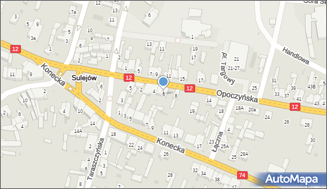 Sulejów, Opoczyńska, 6, mapa Sulejów