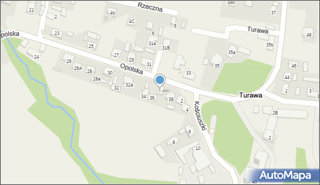 Turawa, Opolska, 36a, mapa Turawa