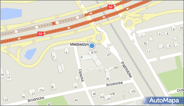 Warszawa, Opacka, 8, mapa Warszawy