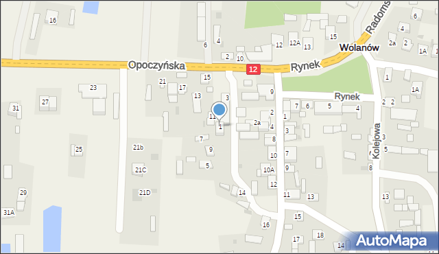 Wolanów, Opoczyńska, 1, mapa Wolanów