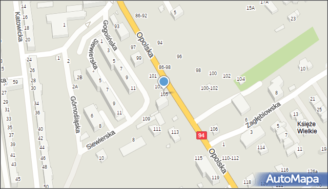 Wrocław, Opolska, 105, mapa Wrocławia