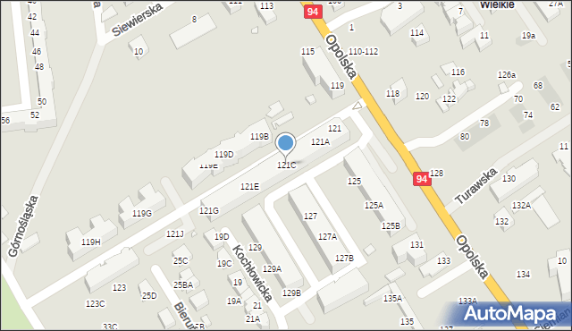 Wrocław, Opolska, 121C, mapa Wrocławia