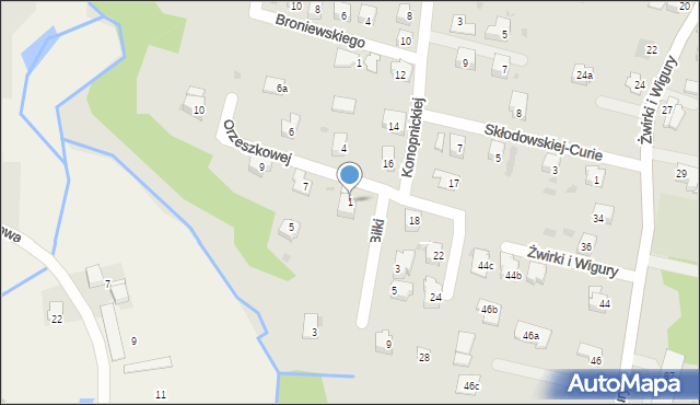 Andrychów, Orzeszkowej Elizy, 1, mapa Andrychów