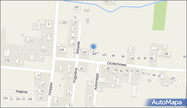Baranówka, Orzechowa, 102, mapa Baranówka