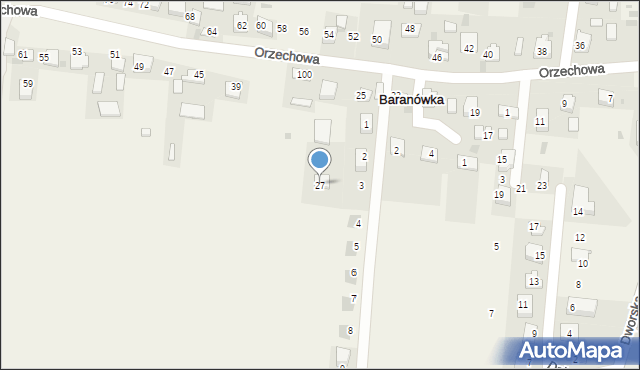 Baranówka, Orzechowa, 27, mapa Baranówka