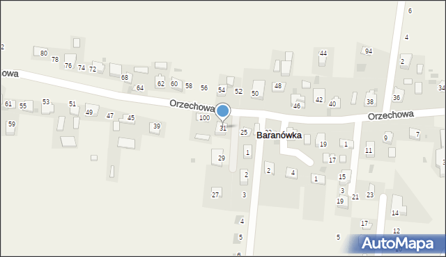 Baranówka, Orzechowa, 31, mapa Baranówka
