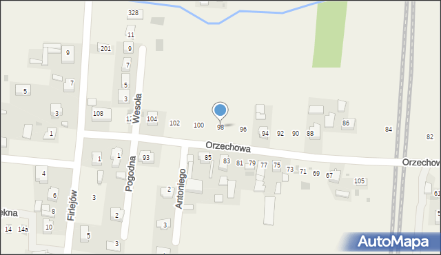 Baranówka, Orzechowa, 98, mapa Baranówka
