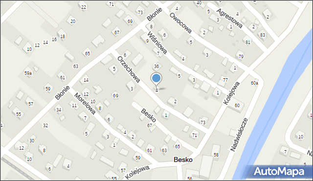 Besko, Orzechowa, 4, mapa Besko