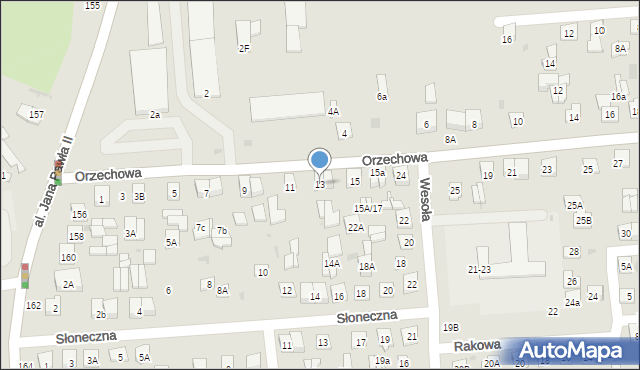 Biała Podlaska, Orzechowa, 13, mapa Białej Podlaskiej