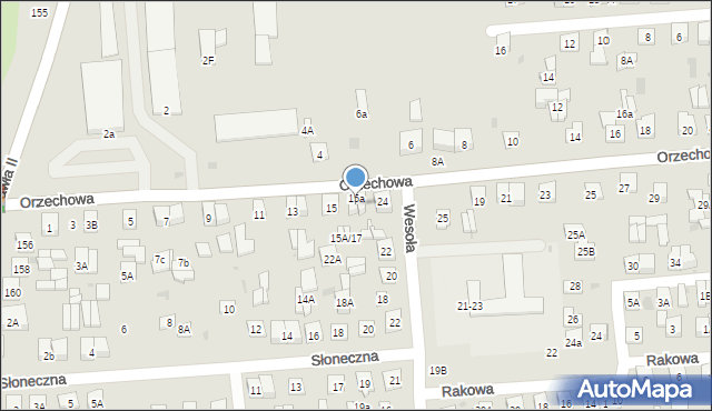 Biała Podlaska, Orzechowa, 17A, mapa Białej Podlaskiej