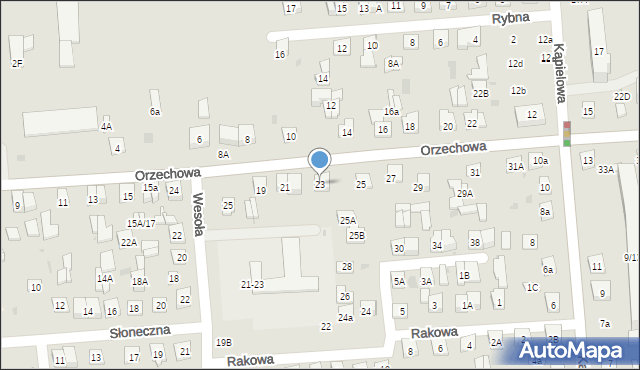 Biała Podlaska, Orzechowa, 23, mapa Białej Podlaskiej