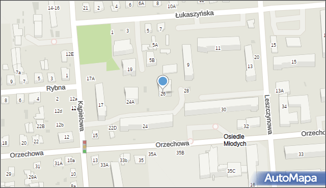 Biała Podlaska, Orzechowa, 26, mapa Białej Podlaskiej