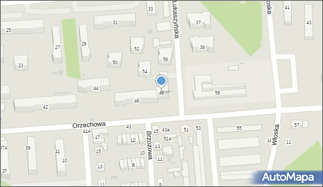 Biała Podlaska, Orzechowa, 48, mapa Białej Podlaskiej