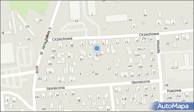 Biała Podlaska, Orzechowa, 7b, mapa Białej Podlaskiej