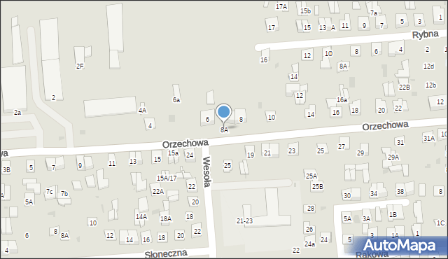 Biała Podlaska, Orzechowa, 8A, mapa Białej Podlaskiej