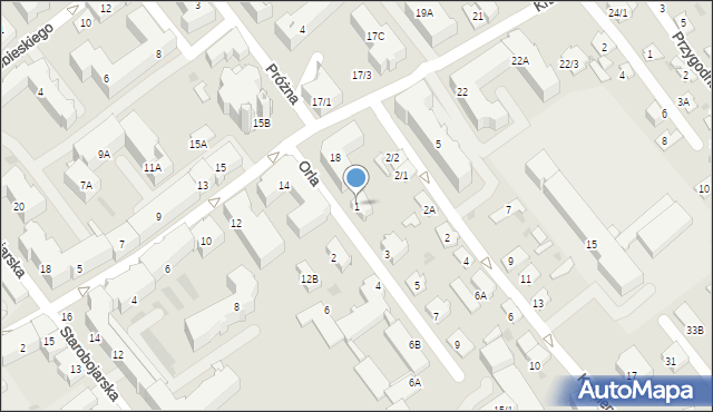 Białystok, Orla, 1, mapa Białegostoku