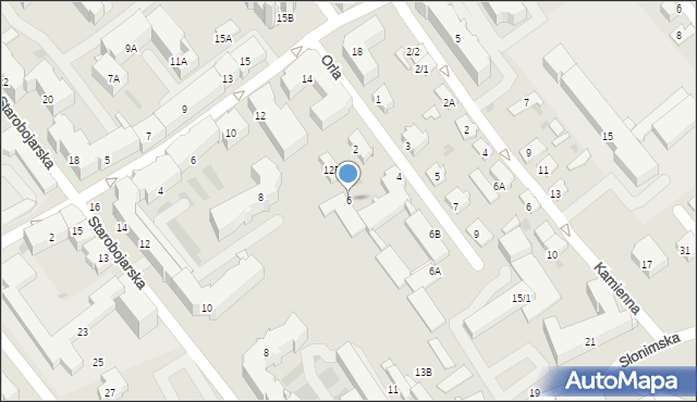 Białystok, Orla, 6, mapa Białegostoku