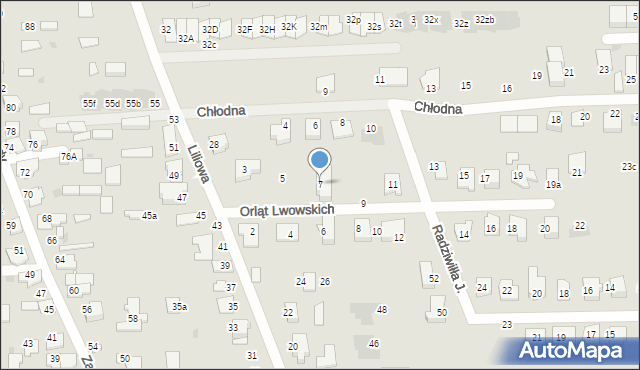 Białystok, Orląt Lwowskich, 7, mapa Białegostoku