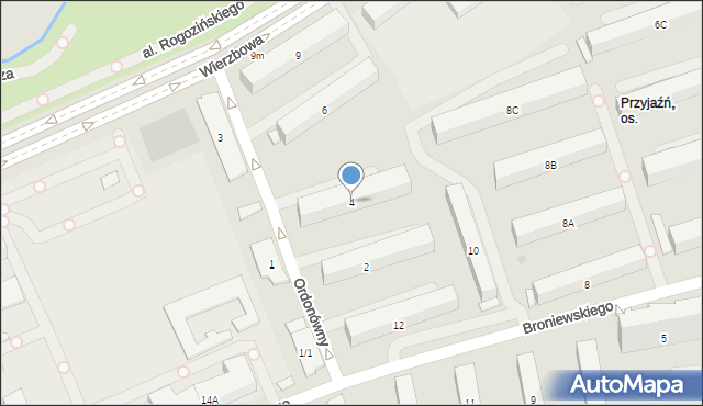 Białystok, Ordonówny Hanki, 4, mapa Białegostoku