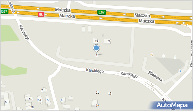 Białystok, Orlicz-Dreszera Gustawa, gen., 1, mapa Białegostoku