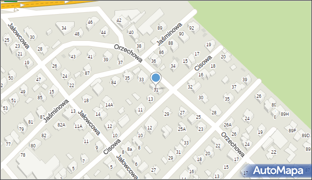 Białystok, Orzechowa, 31, mapa Białegostoku