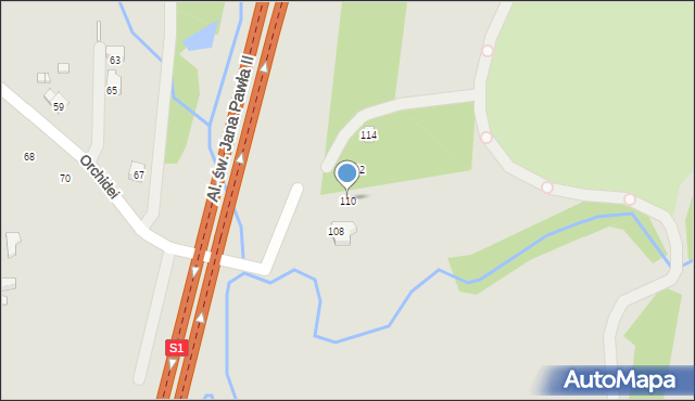 Bielsko-Biała, Orchidei, 110, mapa Bielsko-Białej