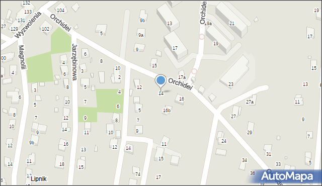 Bielsko-Biała, Orchidei, 14, mapa Bielsko-Białej