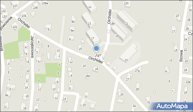 Bielsko-Biała, Orchidei, 17a, mapa Bielsko-Białej