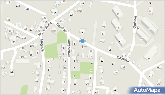 Bielsko-Biała, Orchidei, 8, mapa Bielsko-Białej