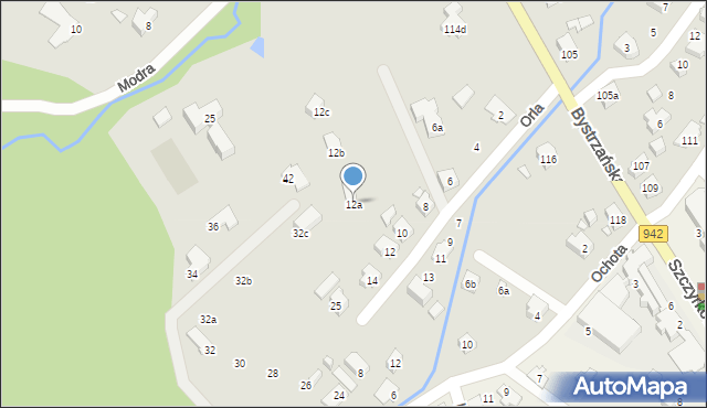 Bielsko-Biała, Orla, 12a, mapa Bielsko-Białej