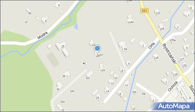 Bielsko-Biała, Orla, 12b, mapa Bielsko-Białej