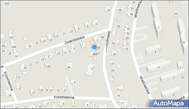 Bielsko-Biała, Orzeszkowej Elizy, 68a, mapa Bielsko-Białej