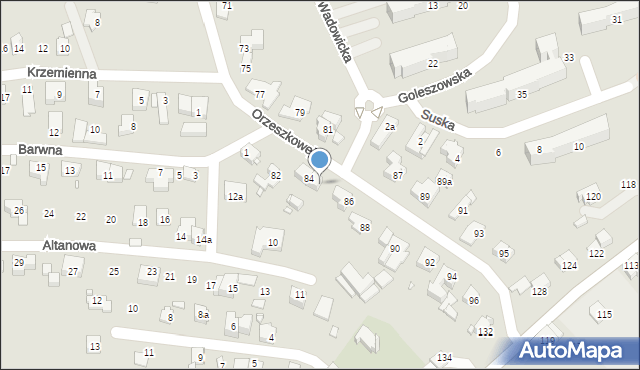 Bielsko-Biała, Orzeszkowej Elizy, 84a, mapa Bielsko-Białej