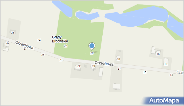 Brdów, Orzechowa, 20, mapa Brdów