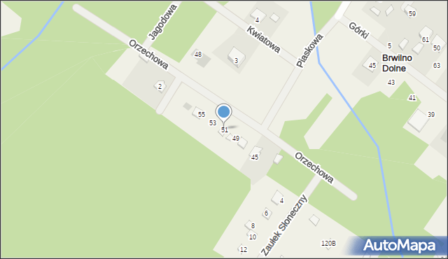 Brwilno Dolne, Orzechowa, 51, mapa Brwilno Dolne