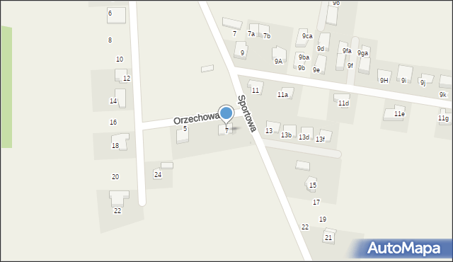 Brzezia Łąka, Orzechowa, 7, mapa Brzezia Łąka