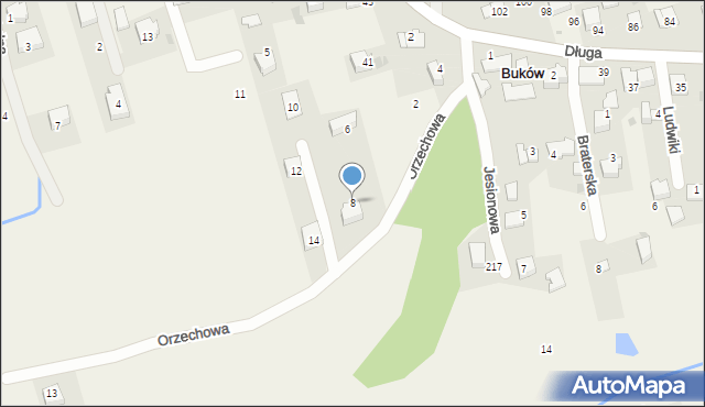 Buków, Orzechowa, 8, mapa Buków