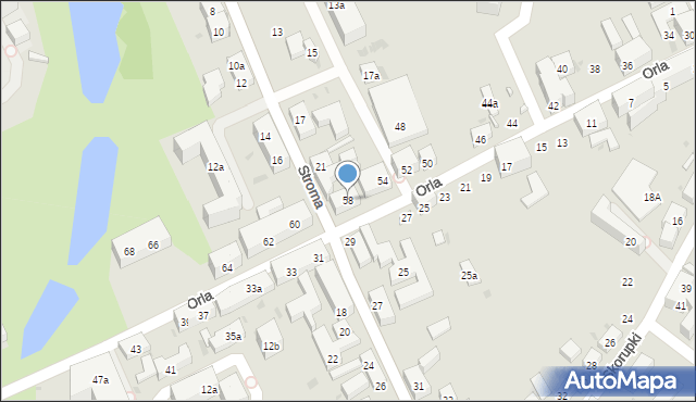 Bydgoszcz, Orla, 58, mapa Bydgoszczy