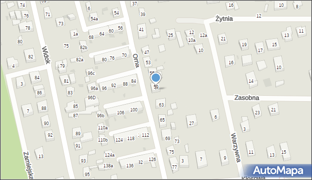 Bydgoszcz, Orna, 59a, mapa Bydgoszczy