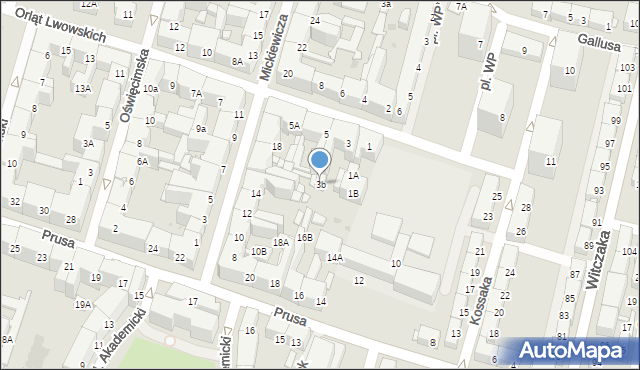 Bytom, Orląt Lwowskich, 3b, mapa Bytomia