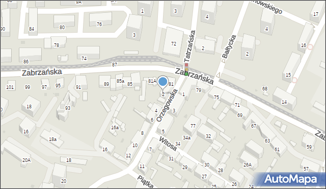 Bytom, Orzegowska, 2, mapa Bytomia