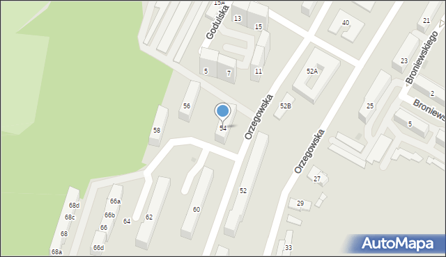 Bytom, Orzegowska, 54, mapa Bytomia