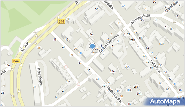 Chełm, Orlicz-Dreszera Gustawa, gen., 12, mapa Chełma